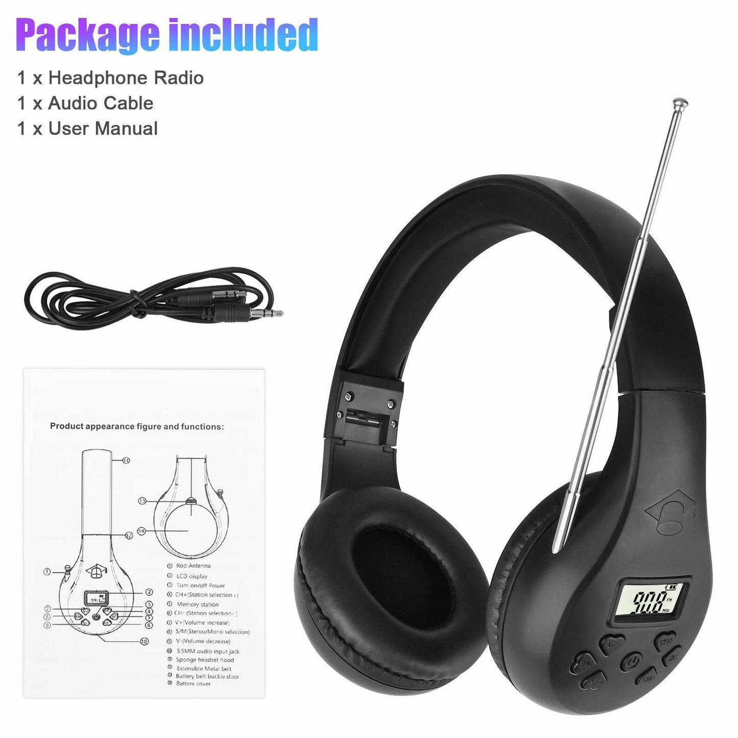 Wireless Bluetooth Headphones With FM Radio