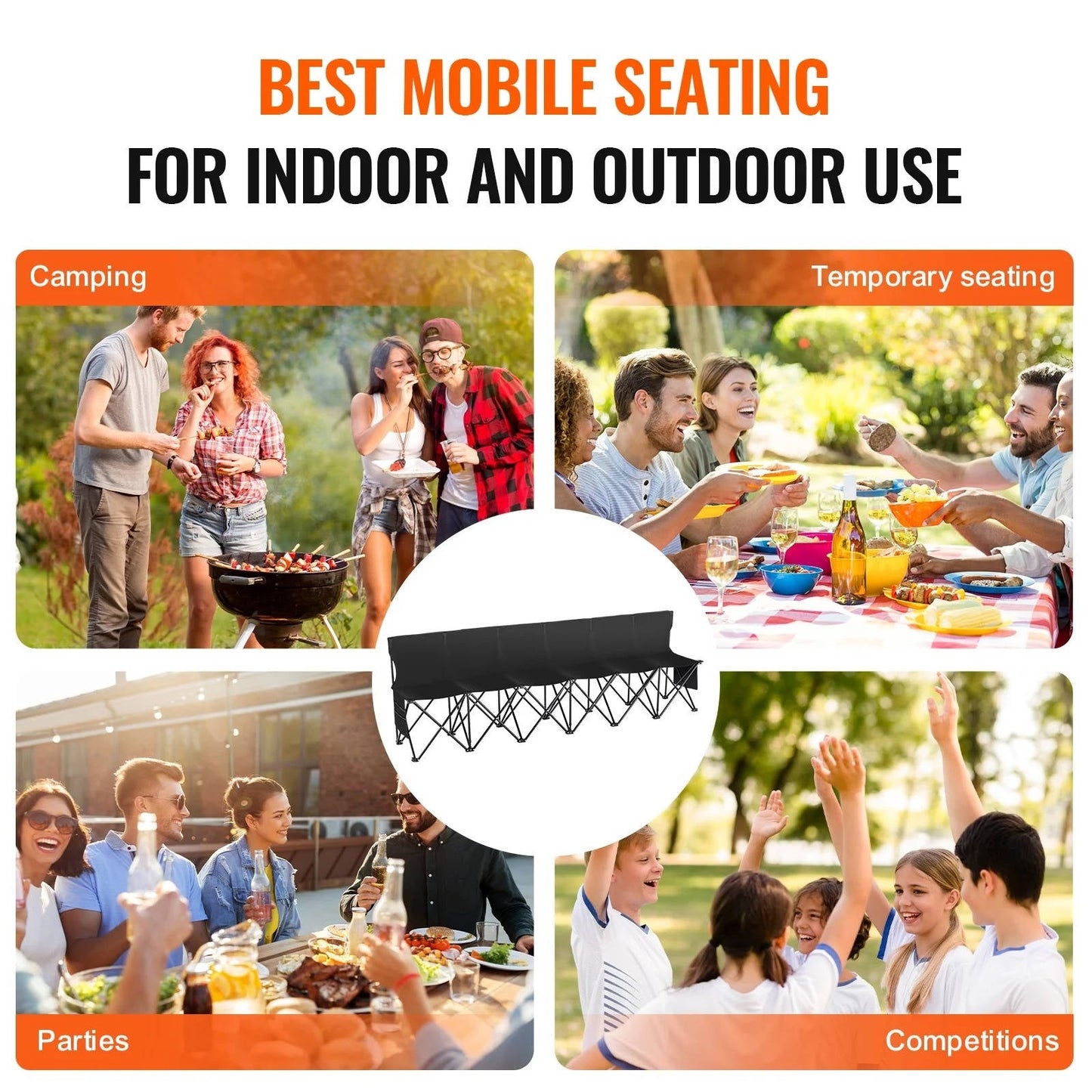 Portable 6 Seat Folding Sports Bench