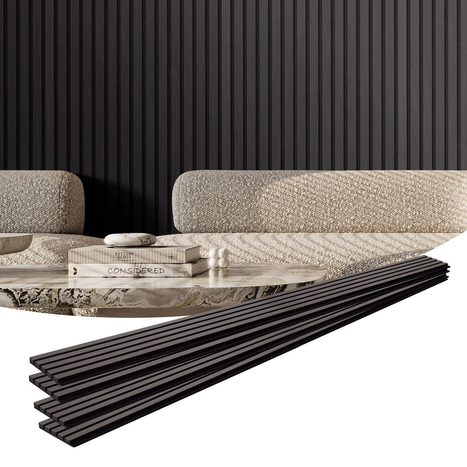 4 Pack Wooden Slatted Wall Panels Soundproofing Panels - Halri
