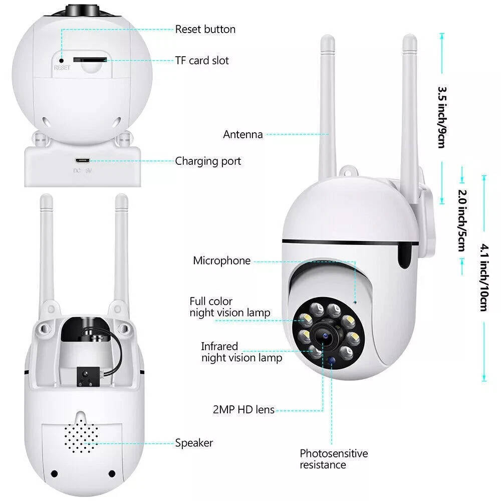 2 Pack Wireless Home Security Cameras, 1080P HD, Night Vision