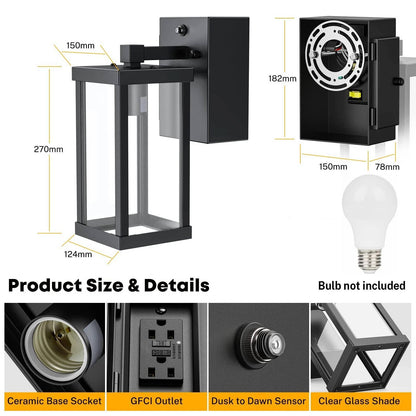 Motion Sensor Outdoor Wall Light with Outlet