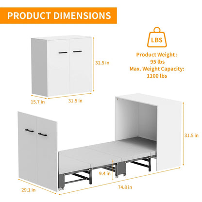 Space Saving Wall Bed with Desk and Mattress