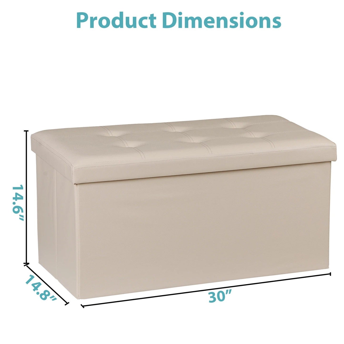 Compact Tan Collapsible Storage Ottoman Footrest with Lid