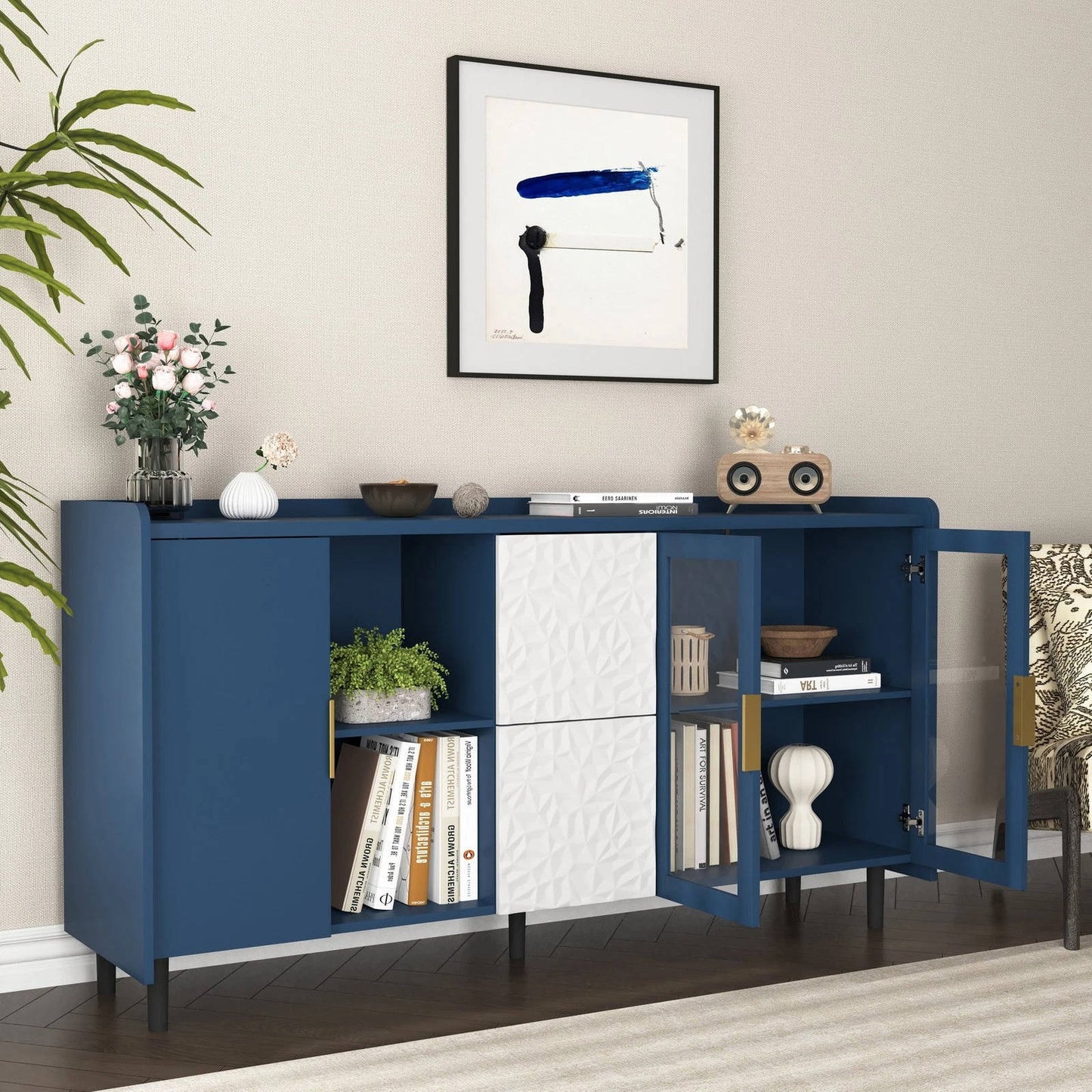 Stylish Coffee Station Cabinet with Shelves