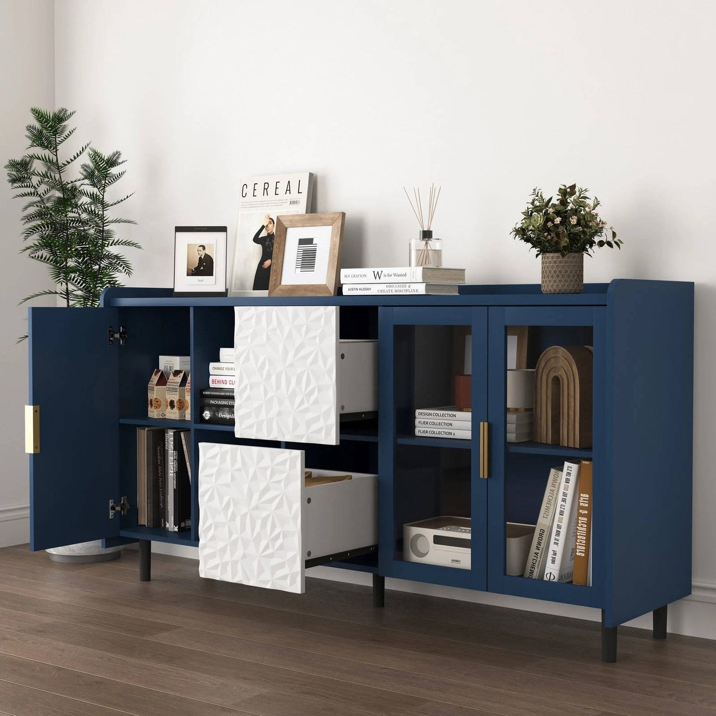 Stylish Coffee Station Cabinet with Shelves