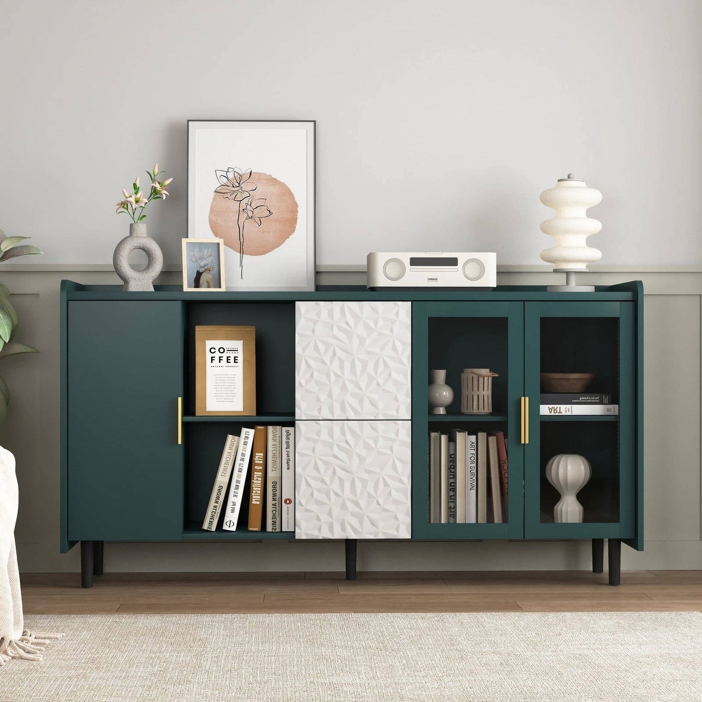 Stylish Coffee Station Cabinet with Shelves