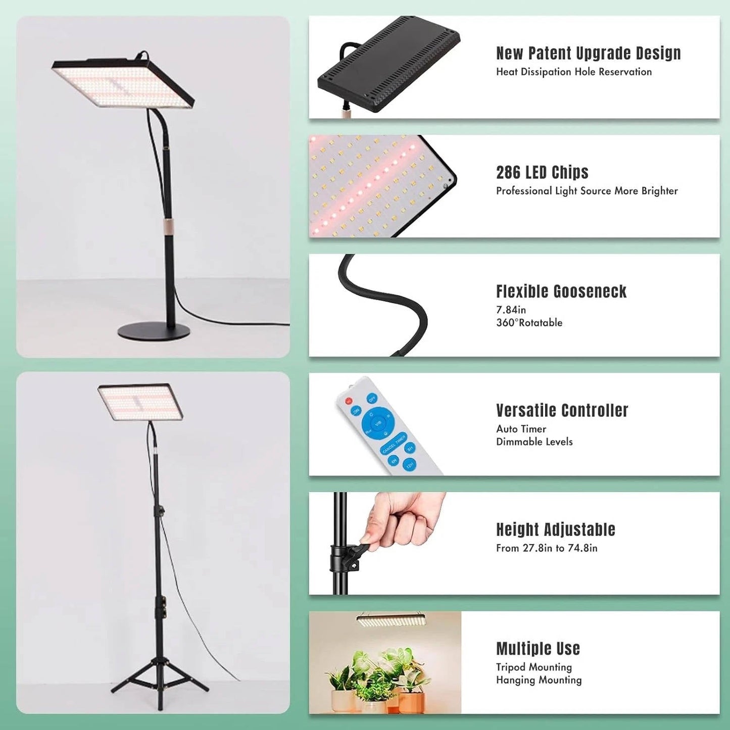 Bright Adjustable Floor Lamp for Indoor Gardening