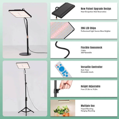 Bright Adjustable Floor Lamp for Indoor Gardening