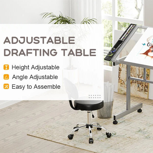 Portable Art Desk with Storage – Mobile Glass Drafting Table