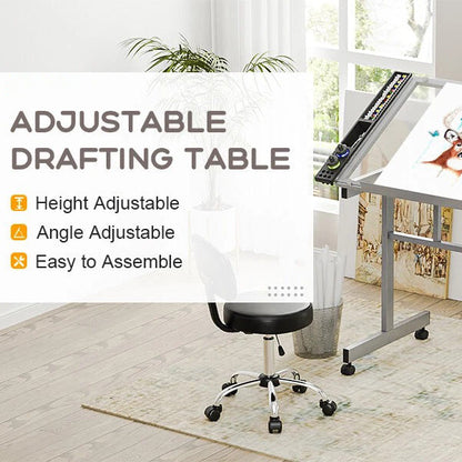 Portable Art Desk with Storage – Mobile Glass Drafting Table