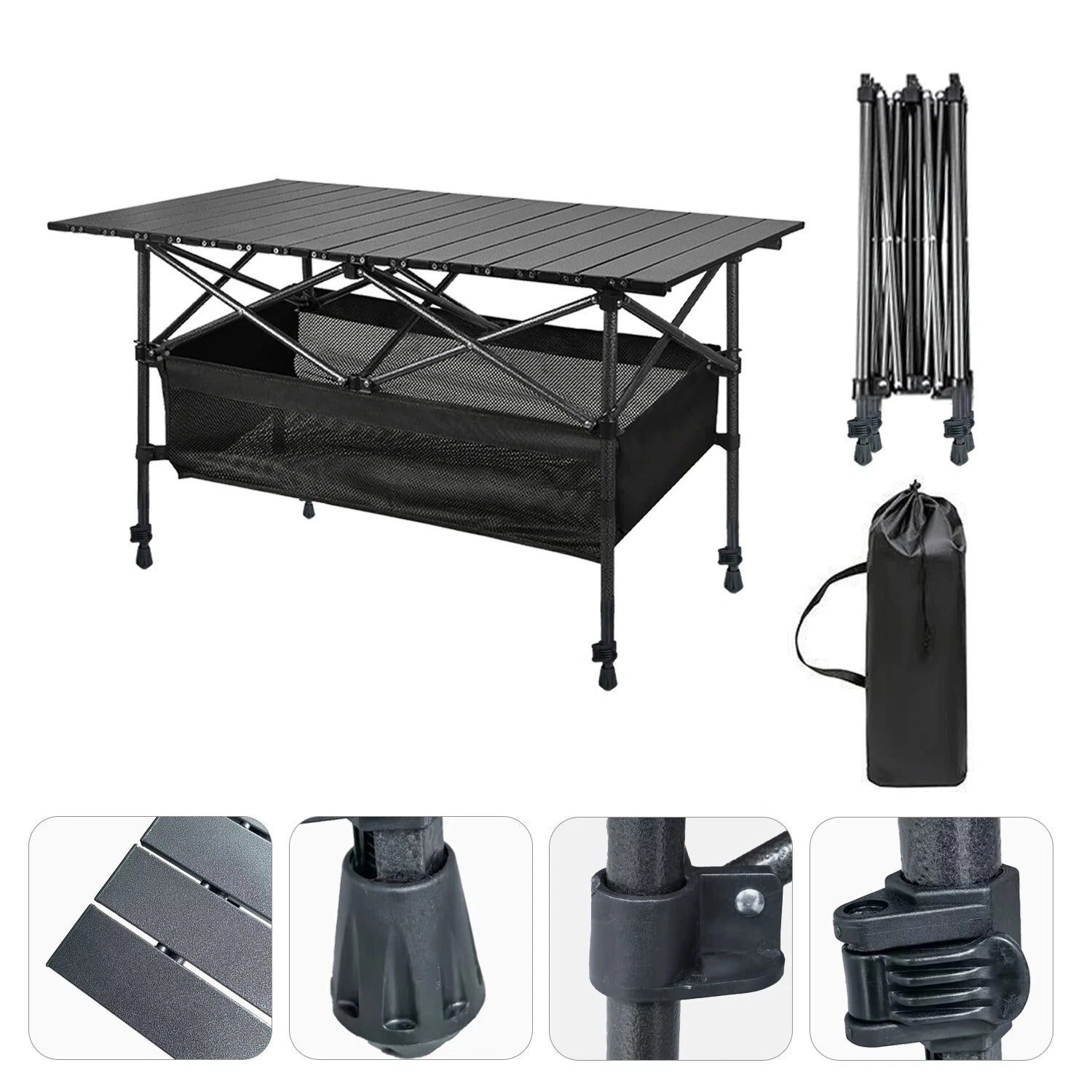 Portable Outdoor Folding Table with Shelf - Halri