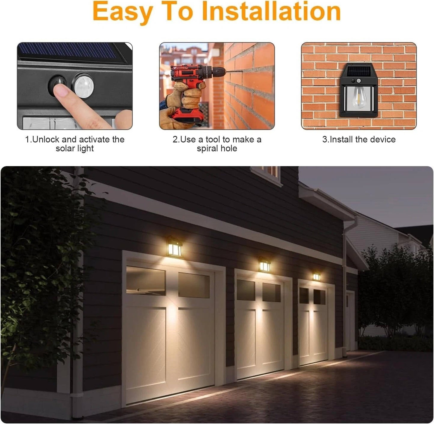 Bright Solar Powered Outdoor Wall Lantern