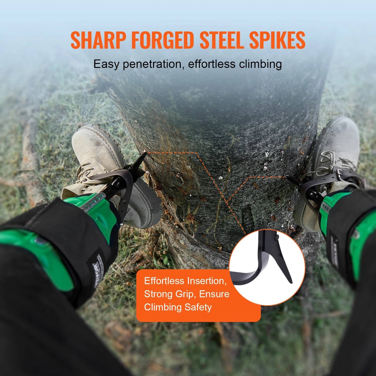 Heavy Duty Tree Climbing Spikes with Adjustable Straps