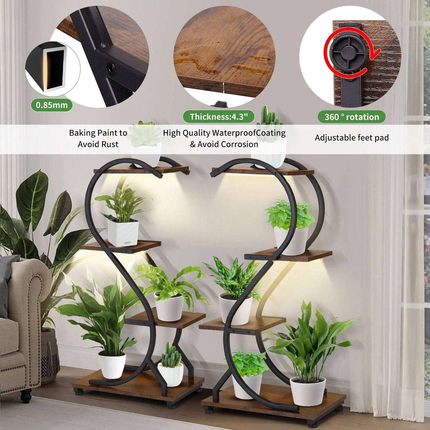 Space Saving Plant Shelves with Built in Lights