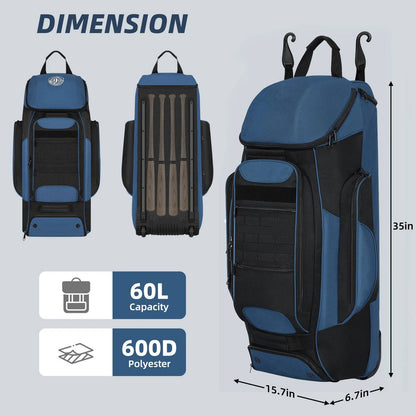 Rolling Baseball Equipment Duffel Bag