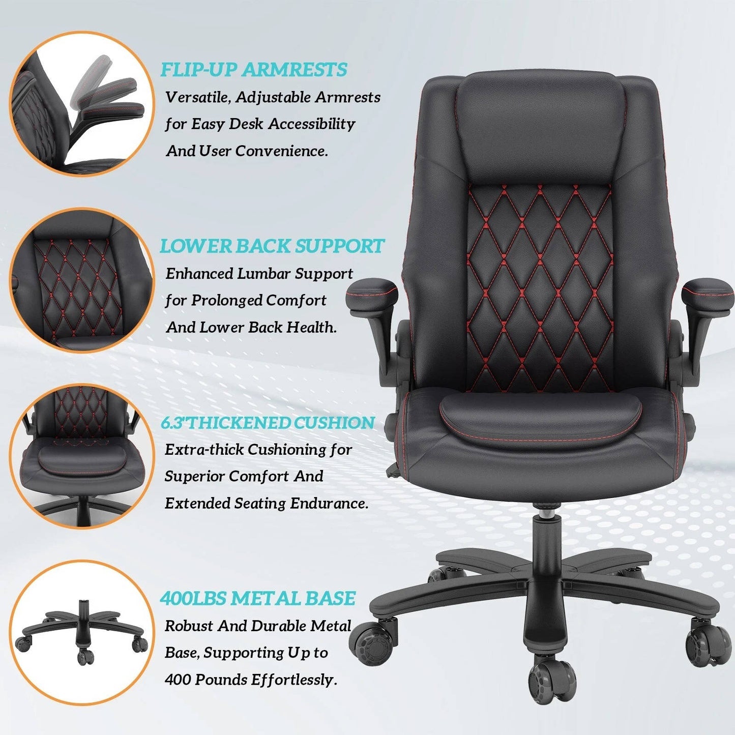 Ergonomic Tall Leather Office Chair