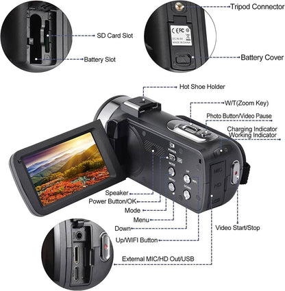 Ultra HD 4K WiFi Camera for Vlogging with Mic