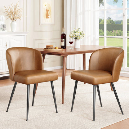 Comfortable Brown Leather Dining Seat Chairs