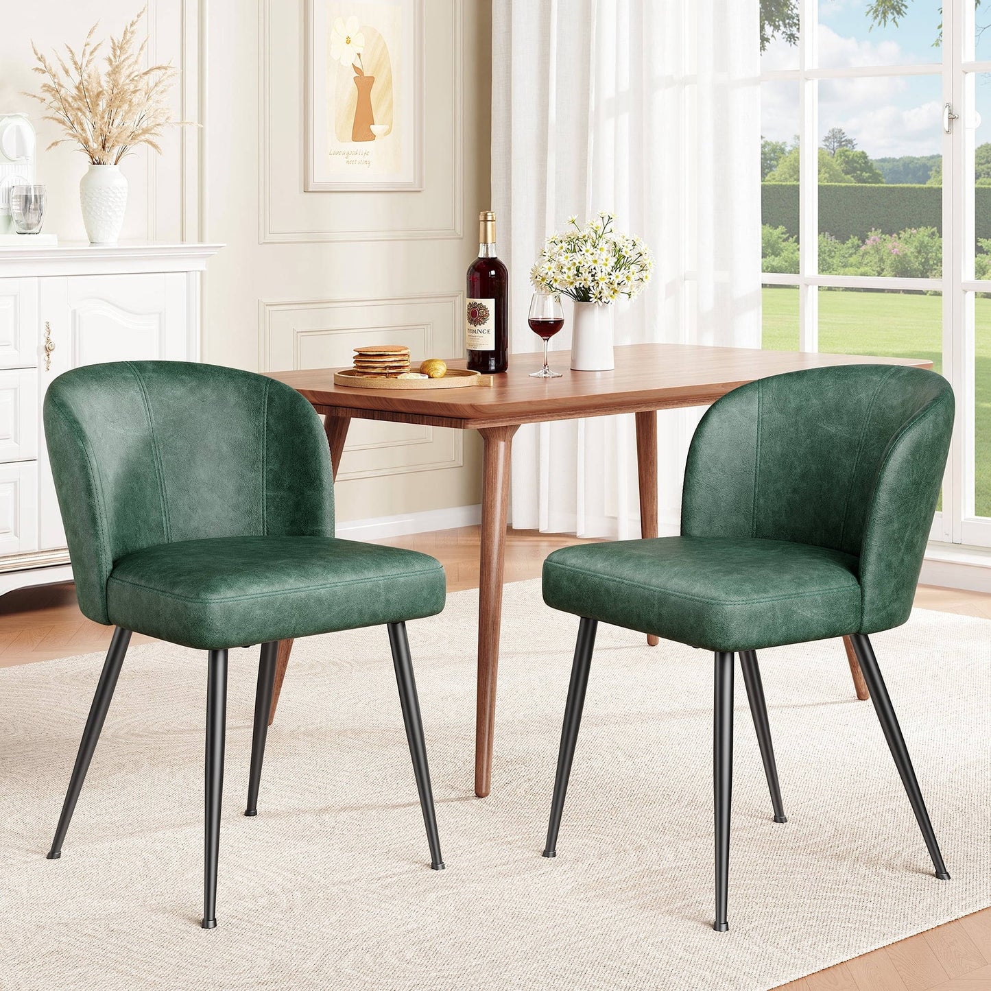 Comfortable Brown Leather Dining Seat Chairs