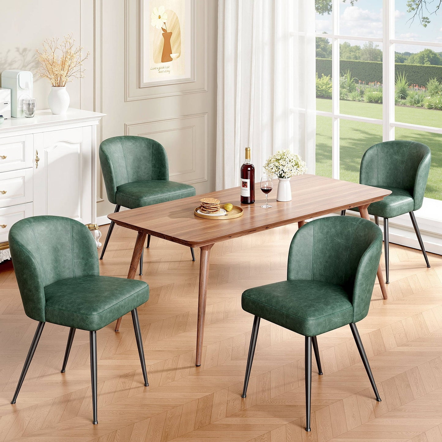 Comfortable Brown Leather Dining Seat Chairs