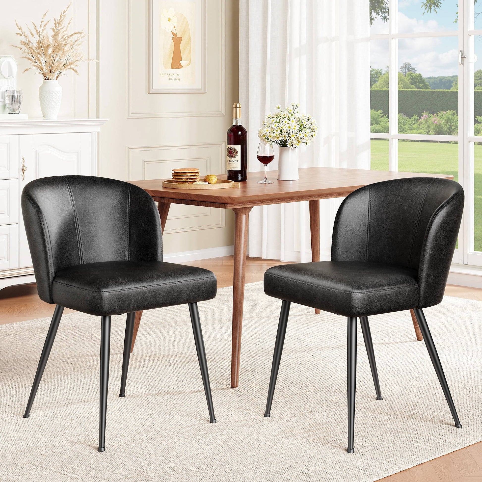Comfortable Brown Leather Dining Seat Chairs - Halri