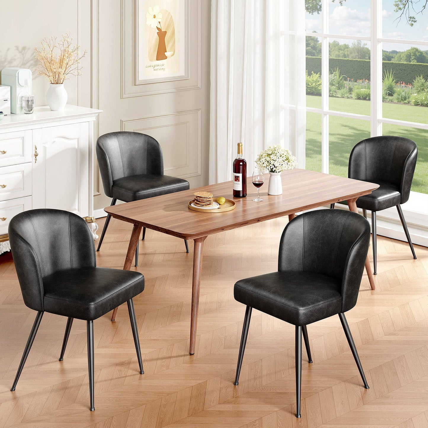 Comfortable Brown Leather Dining Seat Chairs