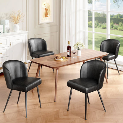 Comfortable Brown Leather Dining Seat Chairs
