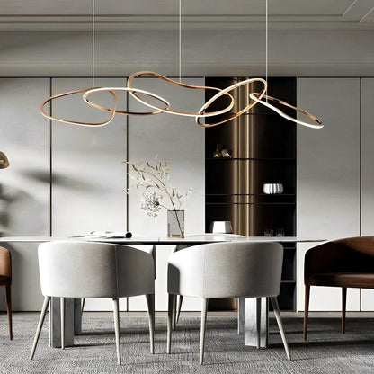Unique Round Metal Dimmable LED Hanging Chandelier