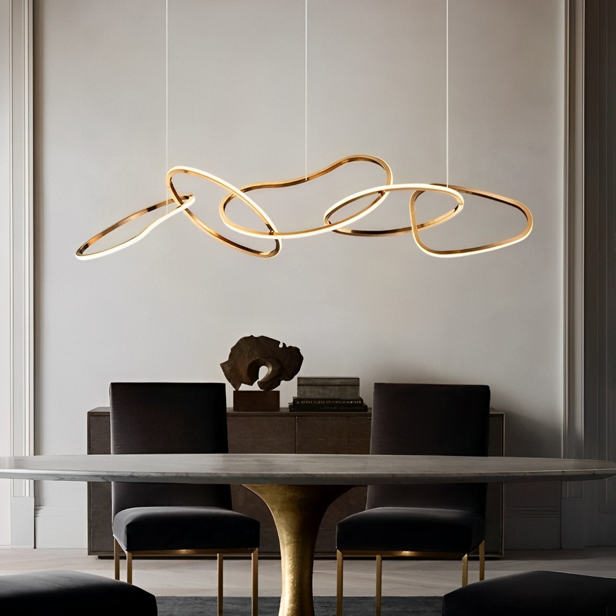 Unique Round Metal Dimmable LED Hanging Chandelier