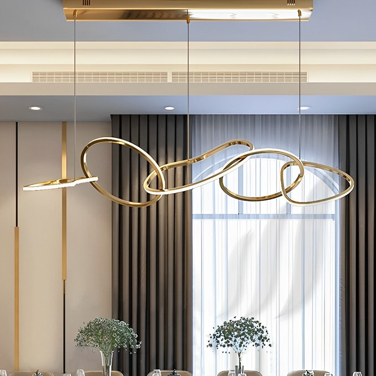 Unique Round Metal Dimmable LED Hanging Chandelier