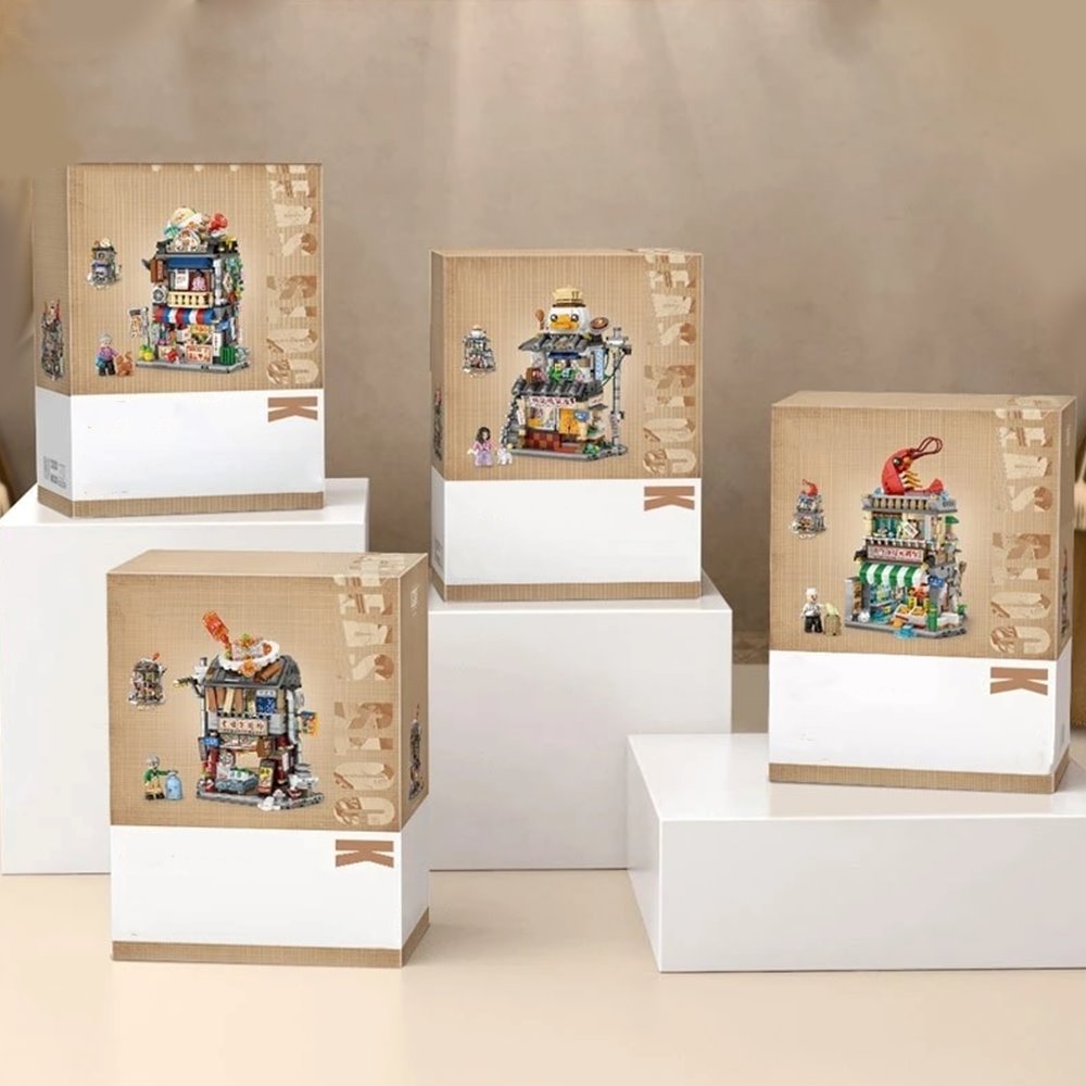 Buntes asiatisches Mikro-Bausteinset