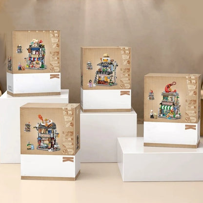Buntes asiatisches Mikro-Bausteinset