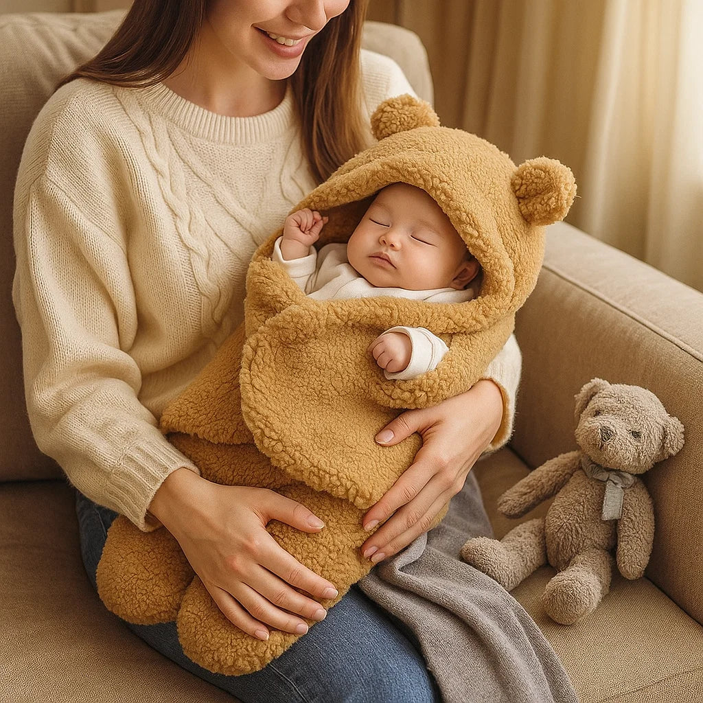 Niedliches Bären-Babydecken- und Pyjama-Set