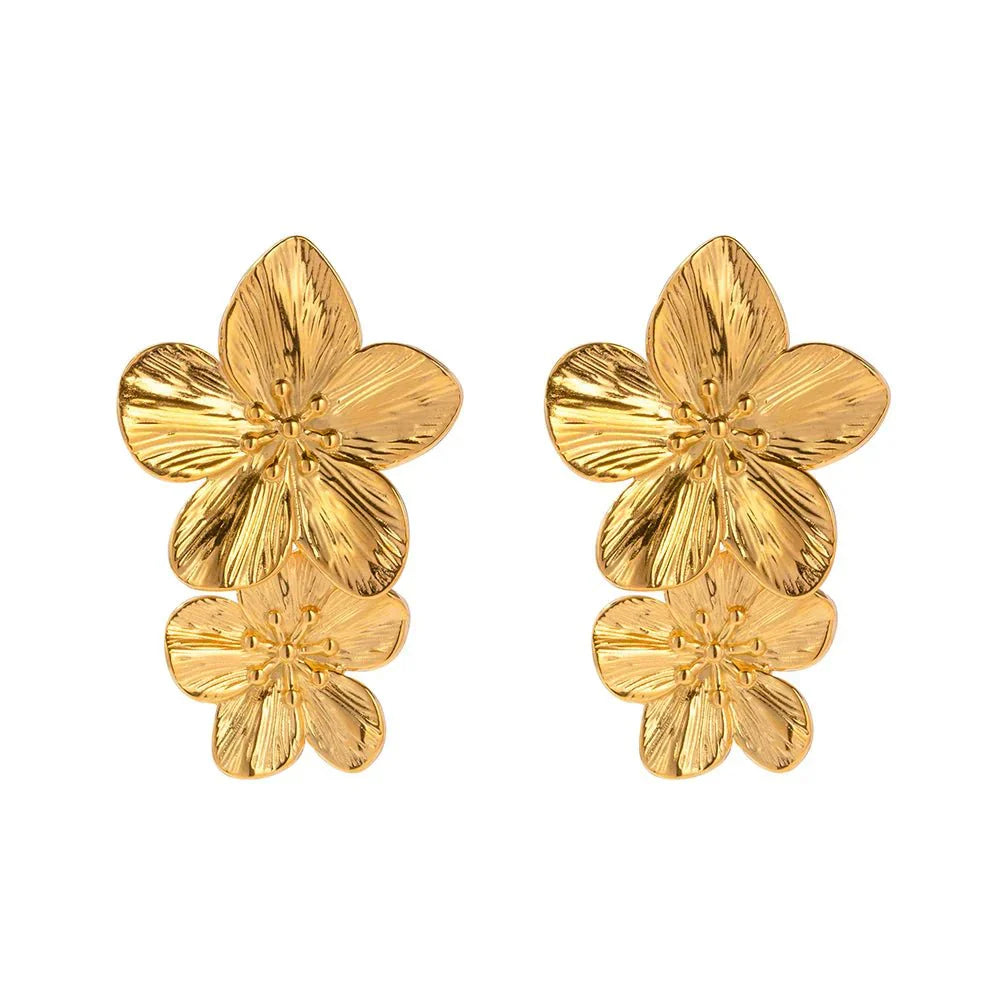 Beautiful Floral Drop Earrings with Hibiscus Design - Halri