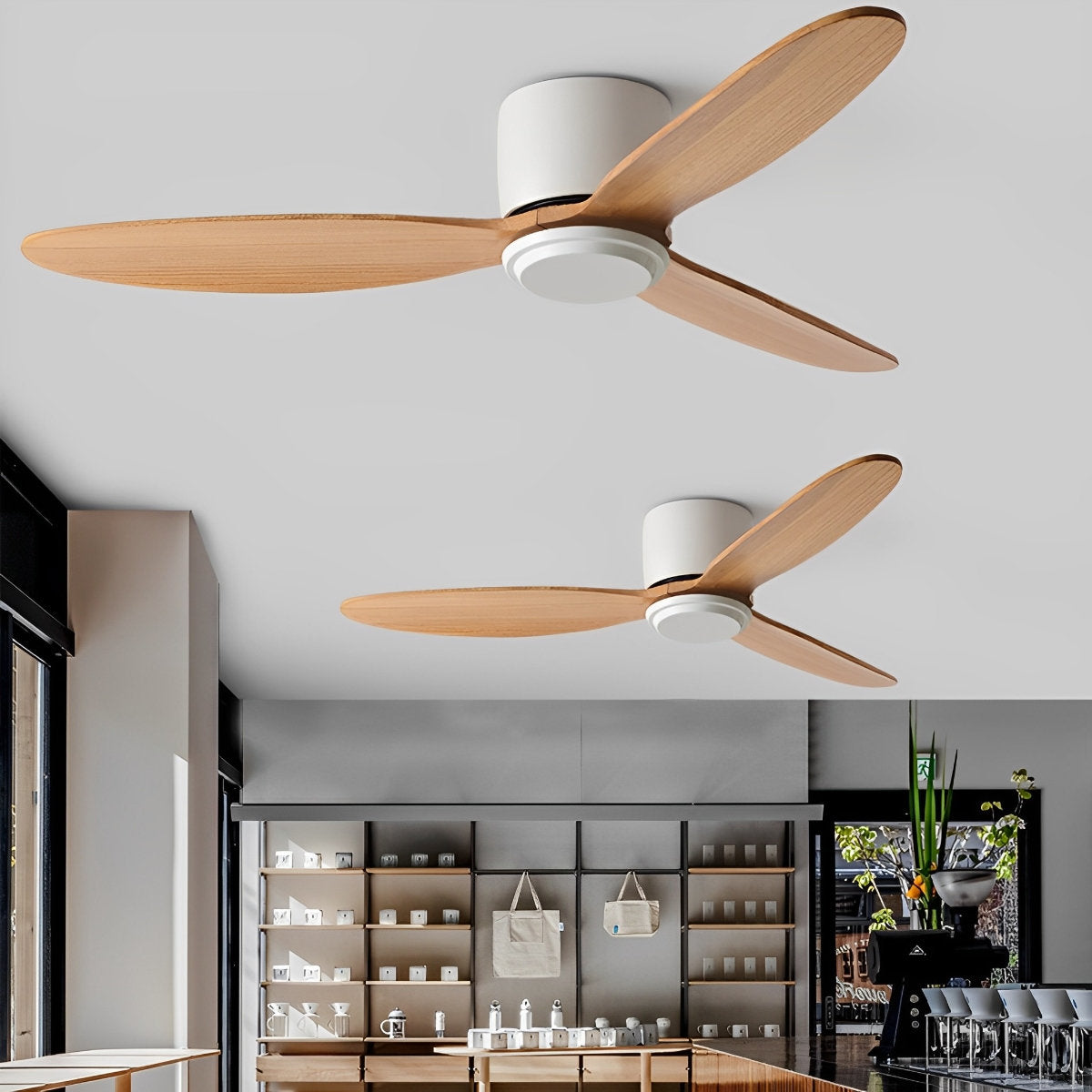 Quiet Energy Saving White Ceiling Fan with LED Light - Halri