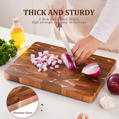 Durable Wood Cutting Board with Easy Grip Handles