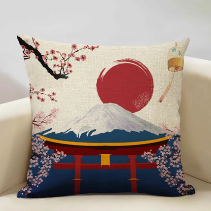Traditioneller japanisch inspirierter Kissenbezug vom Berg Fuji