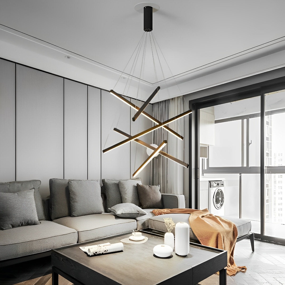 Sleek Simple Dimmable LED Chrome Pendant Light with Remote