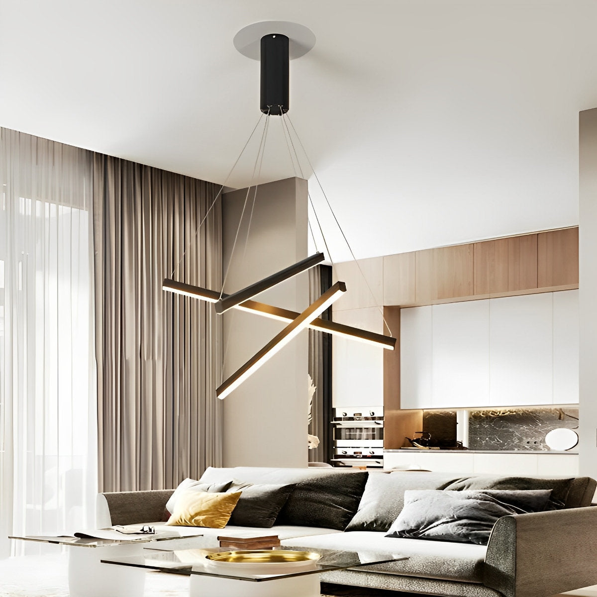Sleek Simple Dimmable LED Chrome Pendant Light with Remote - Halri