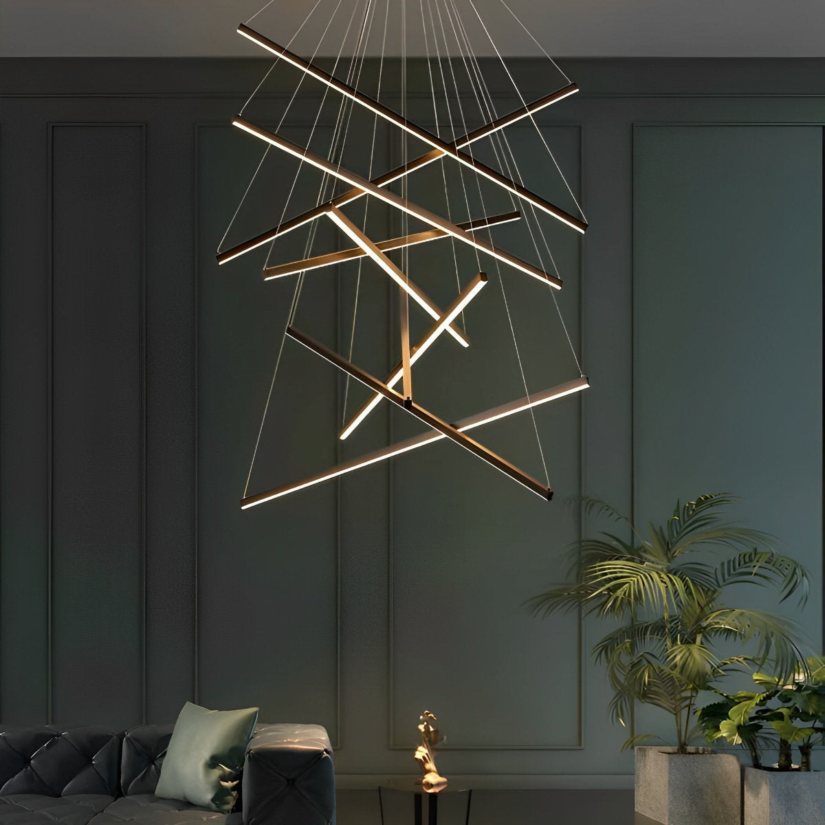 Sleek Simple Dimmable LED Chrome Pendant Light with Remote