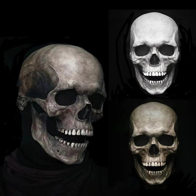 Realistic Skull Mask with Moving Jaw Halloween Costume - Halri