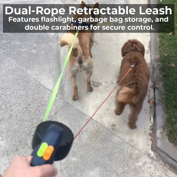 Adjustable Pet Leash with LED Light & Poop Bag Dispenser