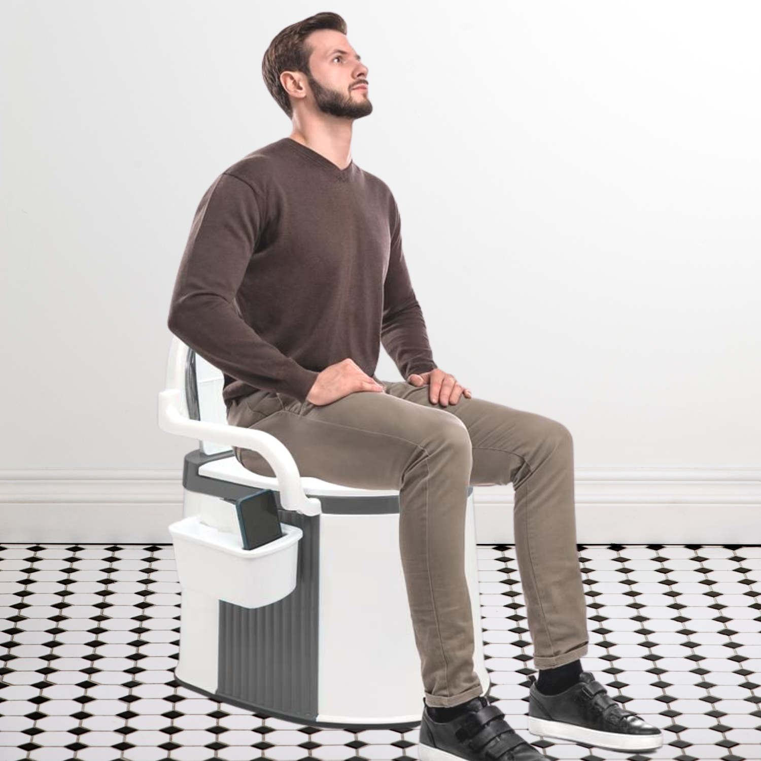Compact Folding RV Camping Toilet with Support Handles - Halri