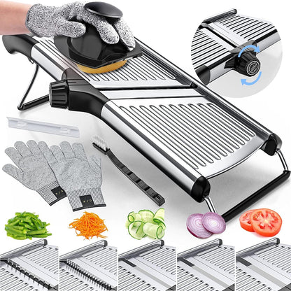 Professionelle Küchenschneidemaschine mit Schutzhandschuhen