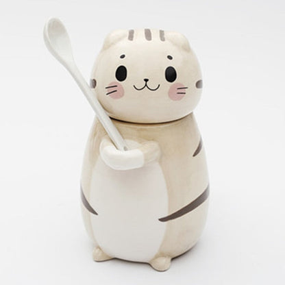 Niedliches Katzen-Keramik-Kaffeebecher-Set