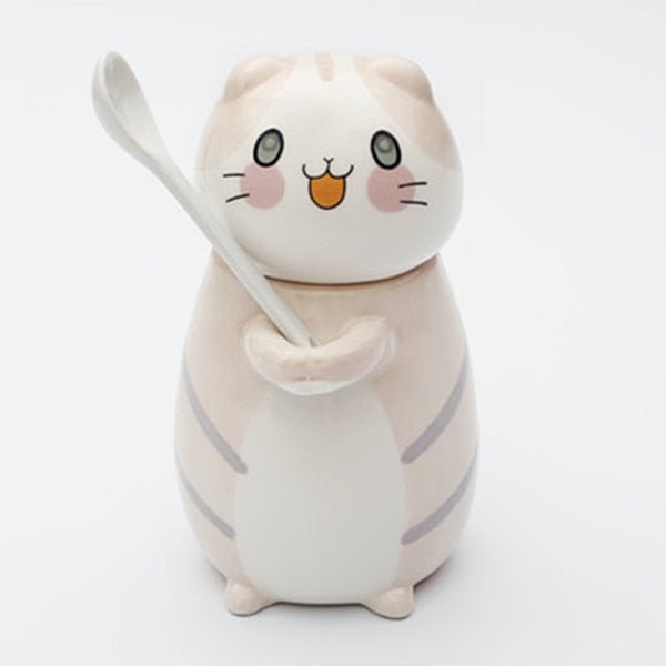 Niedliches Katzen-Keramik-Kaffeebecher-Set
