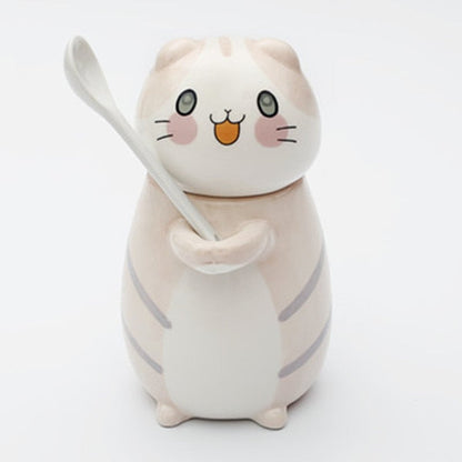 Niedliches Katzen-Keramik-Kaffeebecher-Set