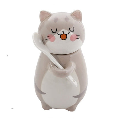 Niedliches Katzen-Keramik-Kaffeebecher-Set