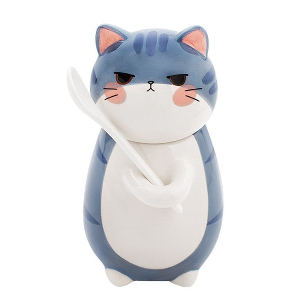 Niedliches Katzen-Keramik-Kaffeebecher-Set