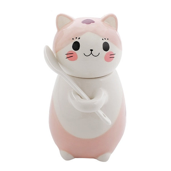 Niedliches Katzen-Keramik-Kaffeebecher-Set